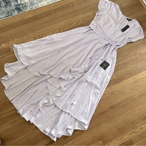 Lulus Lavender Hi-Low Dress Surplice Neckline Self Tie Belt Size Large